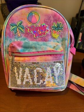 Girls' Mini Backpack - Rainbow Tie-Dye with Sequin 'Magic' Pocket